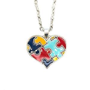 Autism Awareness Puzzle Heart Necklace
